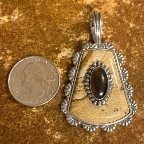Carolyn Pollack Pendant Sterling Silver, Jasper and Smoky Quartz Southwestern - Picture 4 of 8